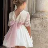 Vestido Ceremonia crudo fajín rosa - Imagen 3